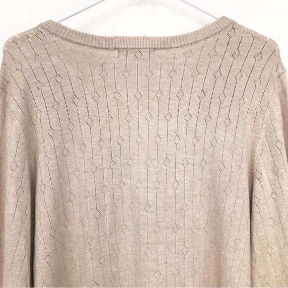 Design 365 Safari Tan Faux Button V Neck Pullover Knit Sweater NEW - Picture 8 of 13
